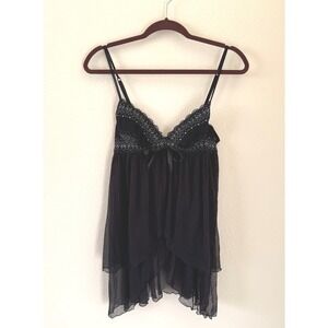 Cosabella Women's Black Lace Trim Babydoll Chemise Nightgown Size XS Whimsigoth